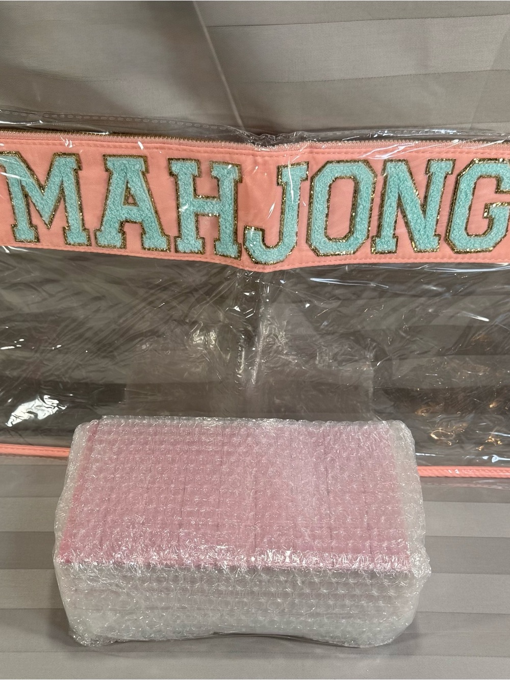 Gemstream Mah Jong American Tile Game Set w/ Pink Carrying Case